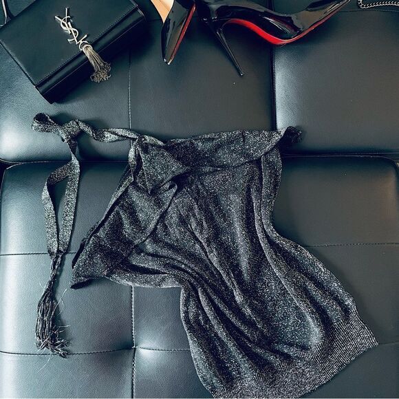 NEW YORK & COMPANY BLACK HALTER BLOUSE - Picture 3 of 15